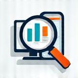 Chart and magnifying glass icon, representing market analysis